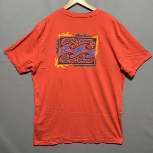 Billabong Mens XXL Premium Tee Orange Red Wave Graphic Logo T-Shirt